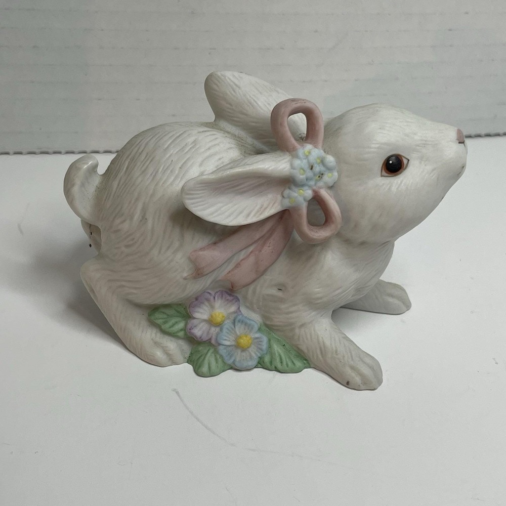 Bunny Blossoms Home Interiors Figurines Shelf Sitter Easter Decor Rabbit #1444